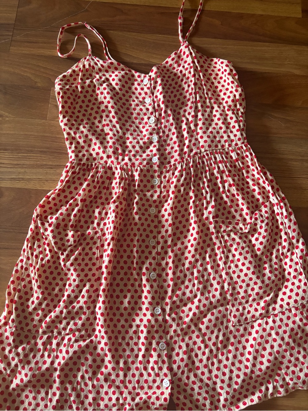Forever 21 Cream Sundress with Red Polka Dots